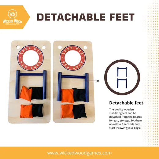 Cornhole Mini Set - Red Zone Style (60x30cm) - detailfoto cornhole set