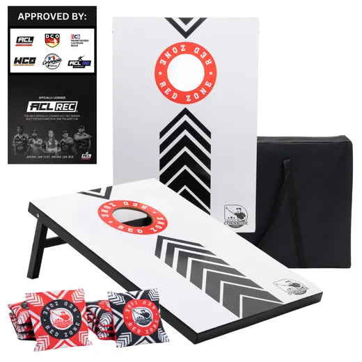 Complete Cornhole Set 90x60 - Red Zone - 2x4 Cornhole Zakjes - Incl Draagtas. Recreatieve Sets Wicked Wood Games