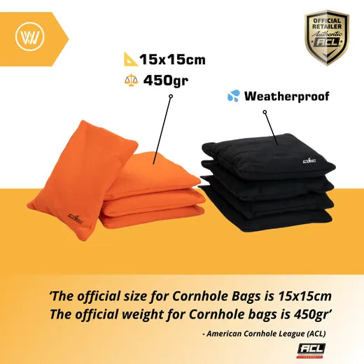2x4 Cornhole Bags ACL REC - Granulaat vulling - Oranje/Zwart - specificaties en materiaaldetails