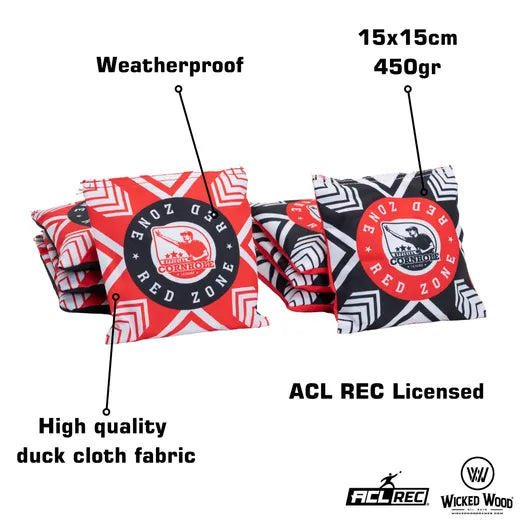 Red Zone Cornhole Bags - 2x4 Bags - 400gr - detailfoto cornhole zakjes