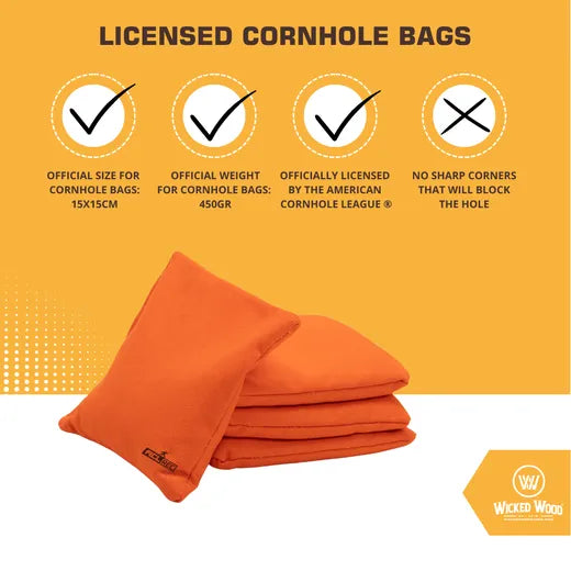 2x4 Cornhole Bags ACL REC - Granulaat vulling - Oranje/Zwart - cornhole zakjes bovenaanzicht