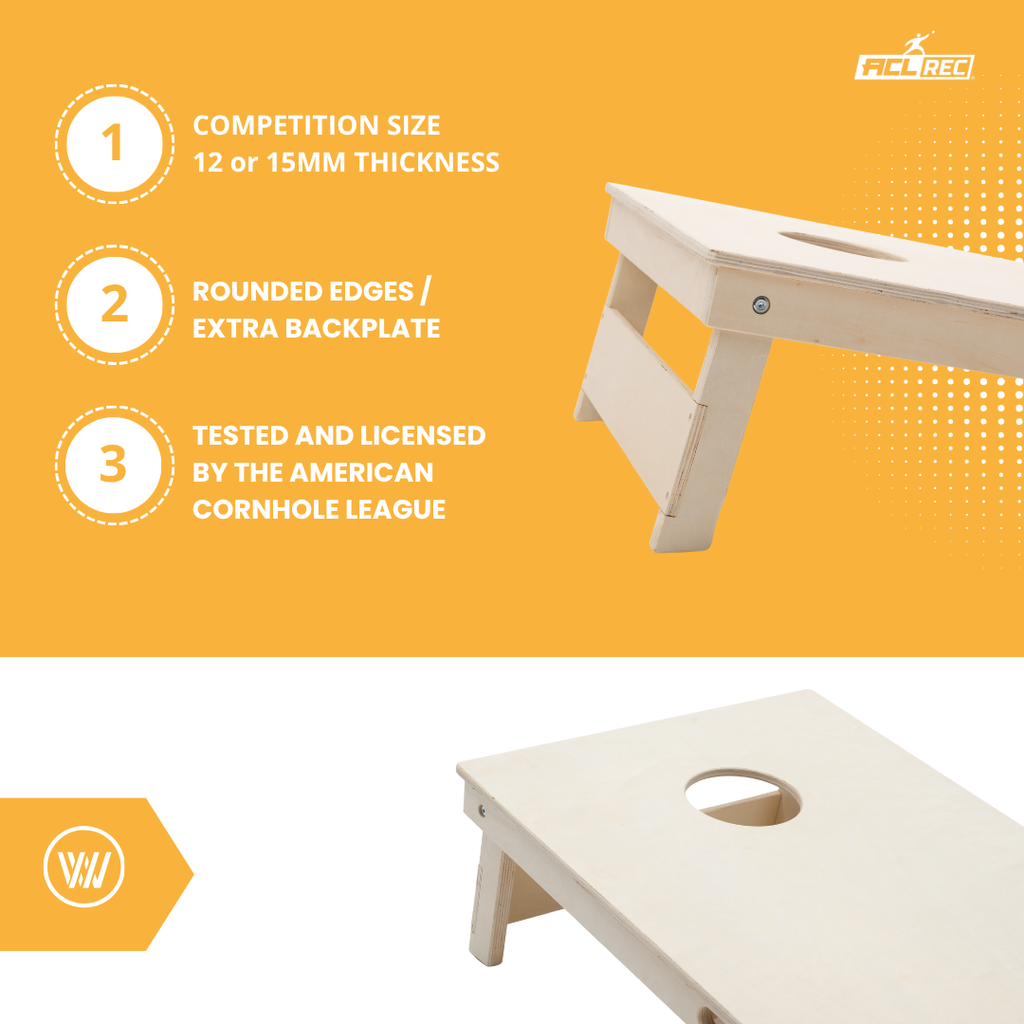 Cornhole Starting Kit - 12mm / 15mm - 120x60 - 1x Board / 2x4 Bags - zij-aanzicht cornhole zakjes