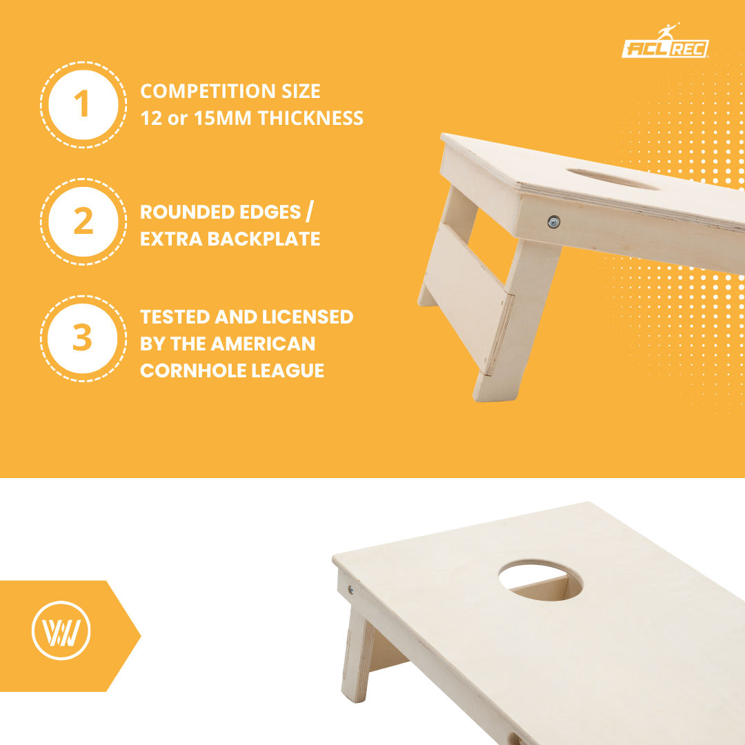 Cornhole Starting Kit - 12mm / 15mm - 120x60 - 1x Board / 2x4 Bags - zij-aanzicht cornhole zakjes