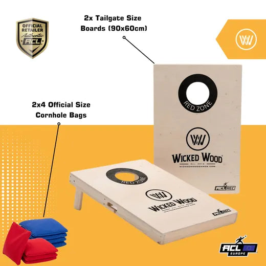 Cornhole Set - 90x60 - Black Red Zone Design - detailfoto cornhole set