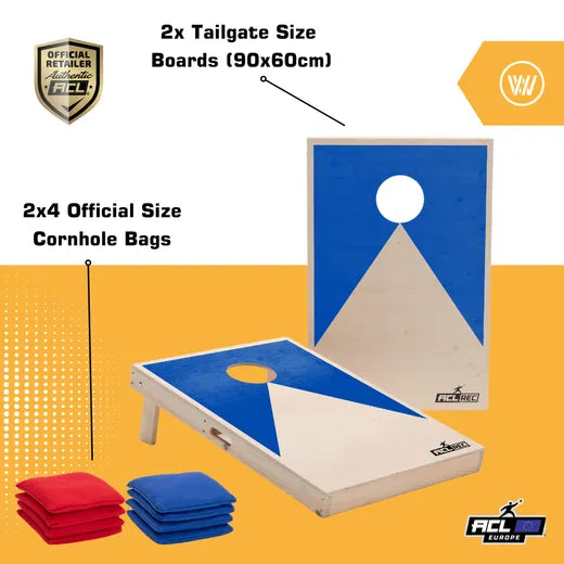 Cornhole Set - 90x60 - Blue - zij-aanzicht cornhole set