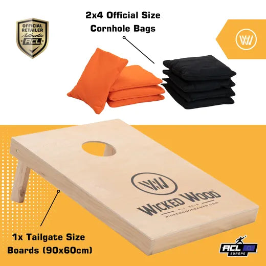 Cornhole Starting Kit - 90x60 - 1x Board / 2x4 Bags - Wicked Wood - cornhole zakjes afmetingen
