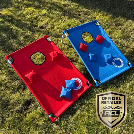 Cornhole Beach Set - 90x60cm - Red Zone - Incl 2x4 Cornhole Zakjes en Draagtas - complete set inhoud