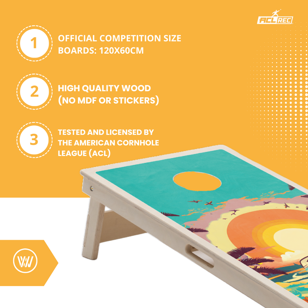 HIPPY - Cornhole Set - 2 board / 2x4 zakjes - zij-aanzicht cornhole zakjes