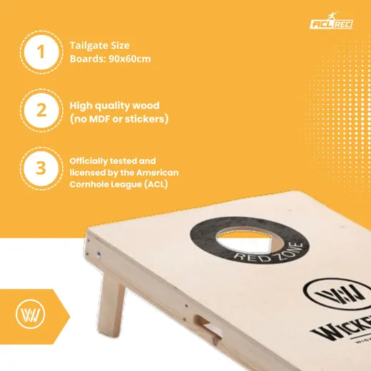 Cornhole Set - 90x60 - Black Red Zone Design - specificaties en materiaaldetails