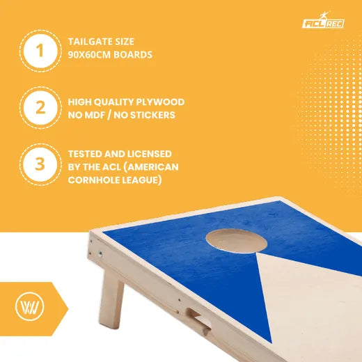 Cornhole Set - 90x60 - Blue - cornhole set bovenaanzicht