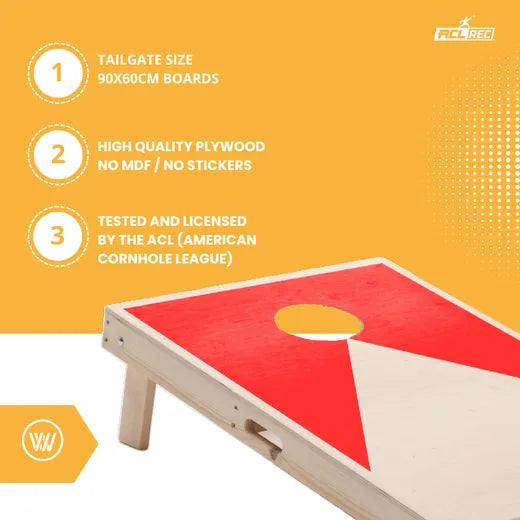 Cornhole Set - 90x60 - Red - zij-aanzicht cornhole set