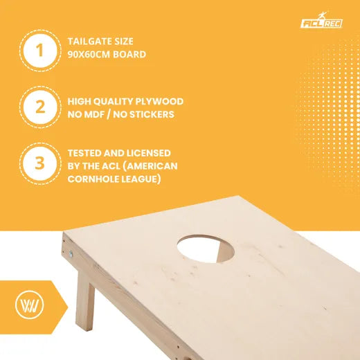Cornhole Starting Kit - 90x60 - 1x Board / 2x4 Bags - Wicked Wood - cornhole zakjes bovenaanzicht