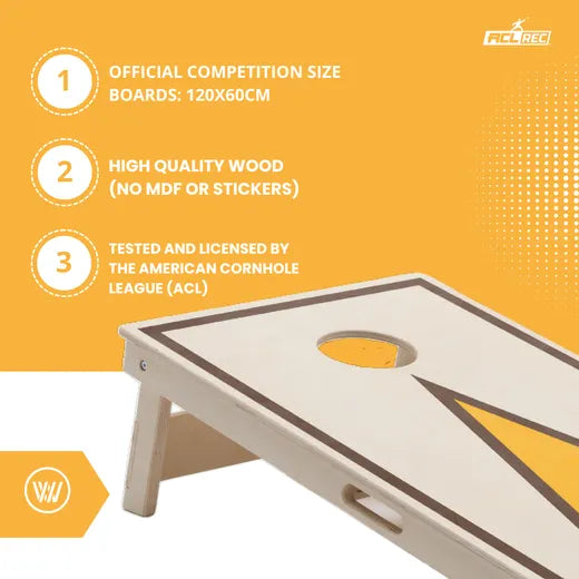 TRIANGLE - Cornhole Set - 2 board / 2x4 zakjes - specificaties en materiaaldetails