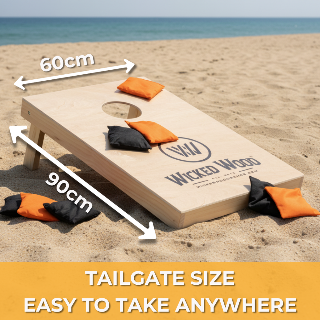 Cornhole Set - 90x60 - Wicked Wood Design - zij-aanzicht cornhole set