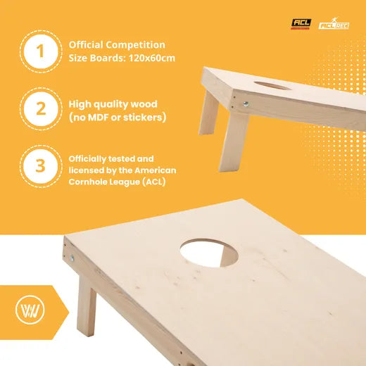 Cornhole Set - 120x60 - Wicked Wood Design - zij-aanzicht cornhole set