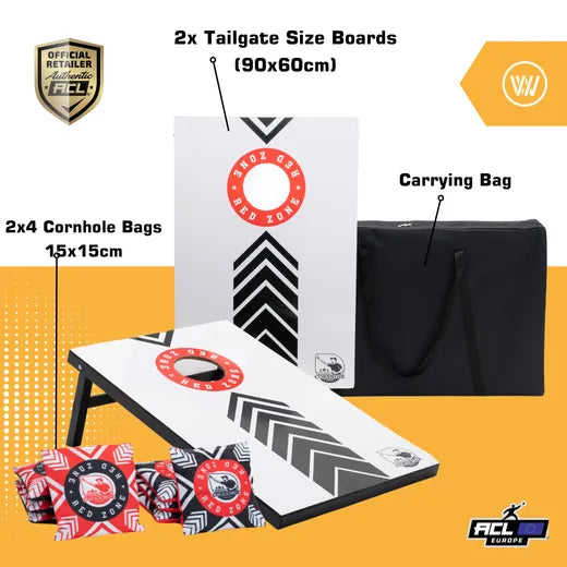 Complete Cornhole Set 90x60 - Red Zone - 2x4 Cornhole Zakjes - Incl Draagtas. in inclusief koffer - cornhole zakjes