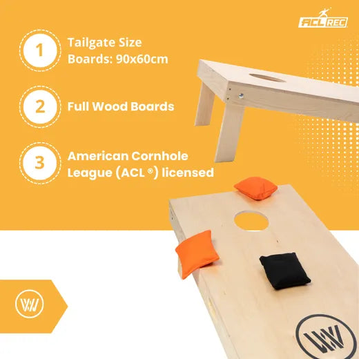 Cornhole Set - 90x60 - Wicked Wood Design - cornhole set in gebruik