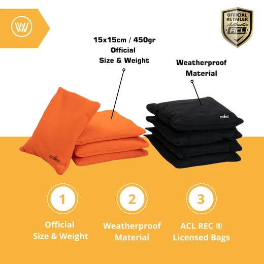 2x4 Cornhole Bags ACL REC - Granulaat vulling - Oranje/Zwart - cornhole zakjes afmetingen