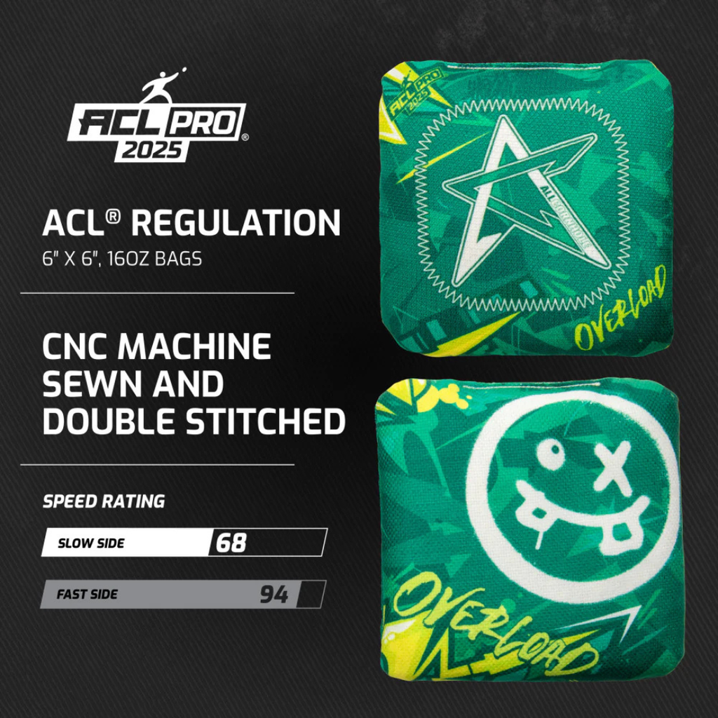OVERLOAD 2025 - ACL PRO - 1x4 Cornhole Bags - zij-aanzicht cornhole zakjes