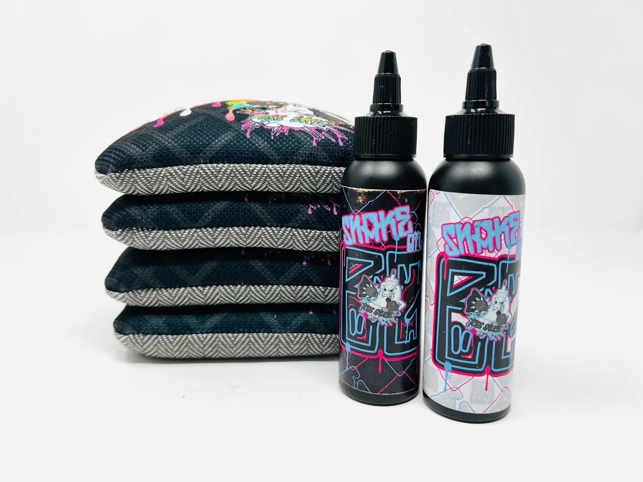 Toss Sauce - BG Snake Oil Edition - zij-aanzicht cornhole board conditioner