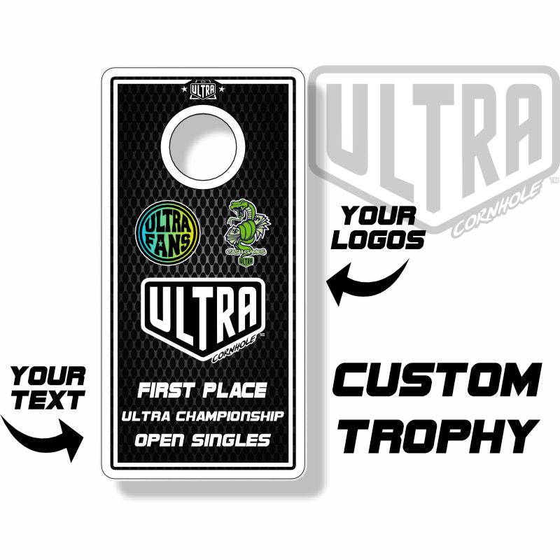 Cornhole Trofee - Prijsbord - 40x20cm - cornhole trofee kopen bij Wicked Wood Games