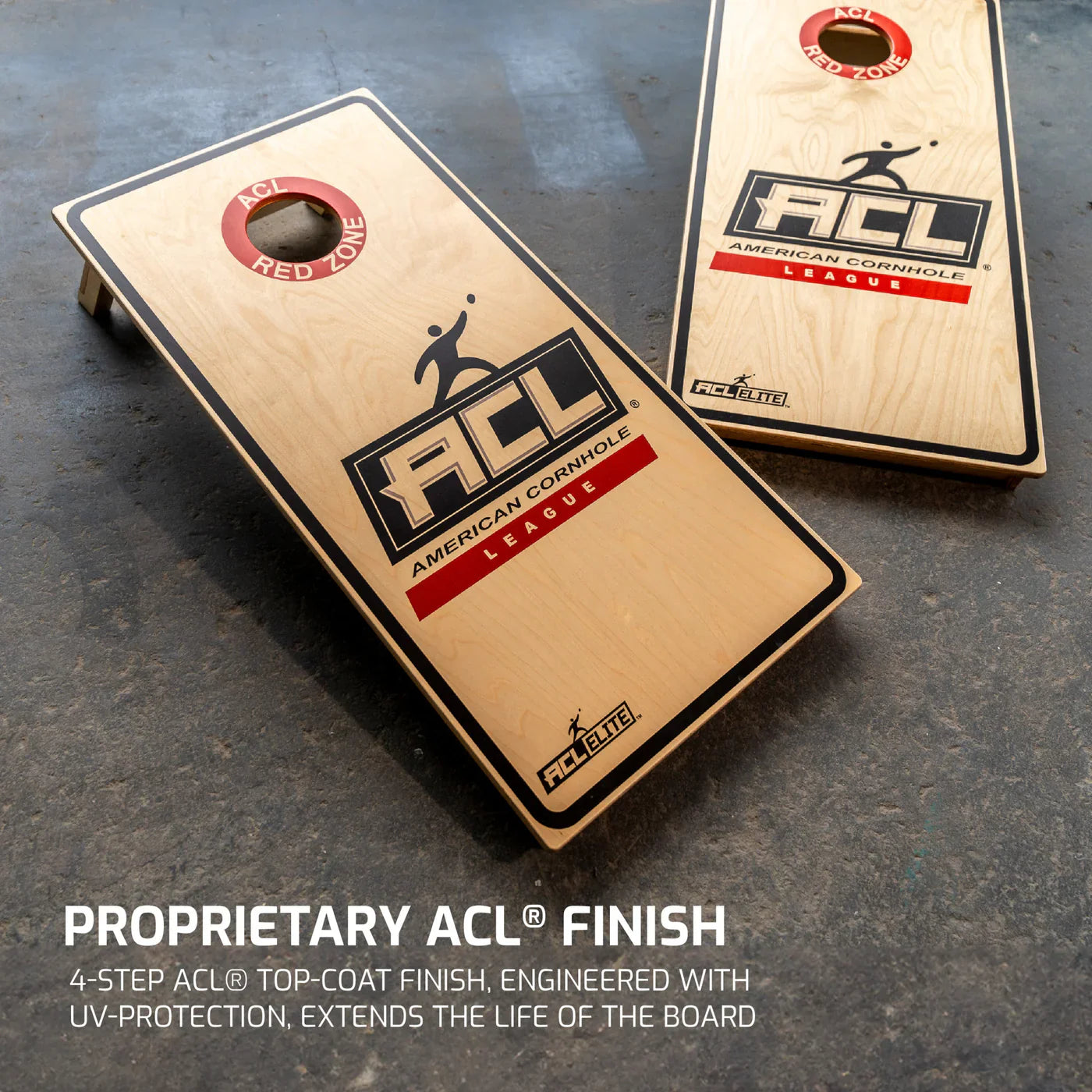 Official American Cornhole League (ACL) ELITE 18MM Cornhole Set - zij-aanzicht cornhole set
