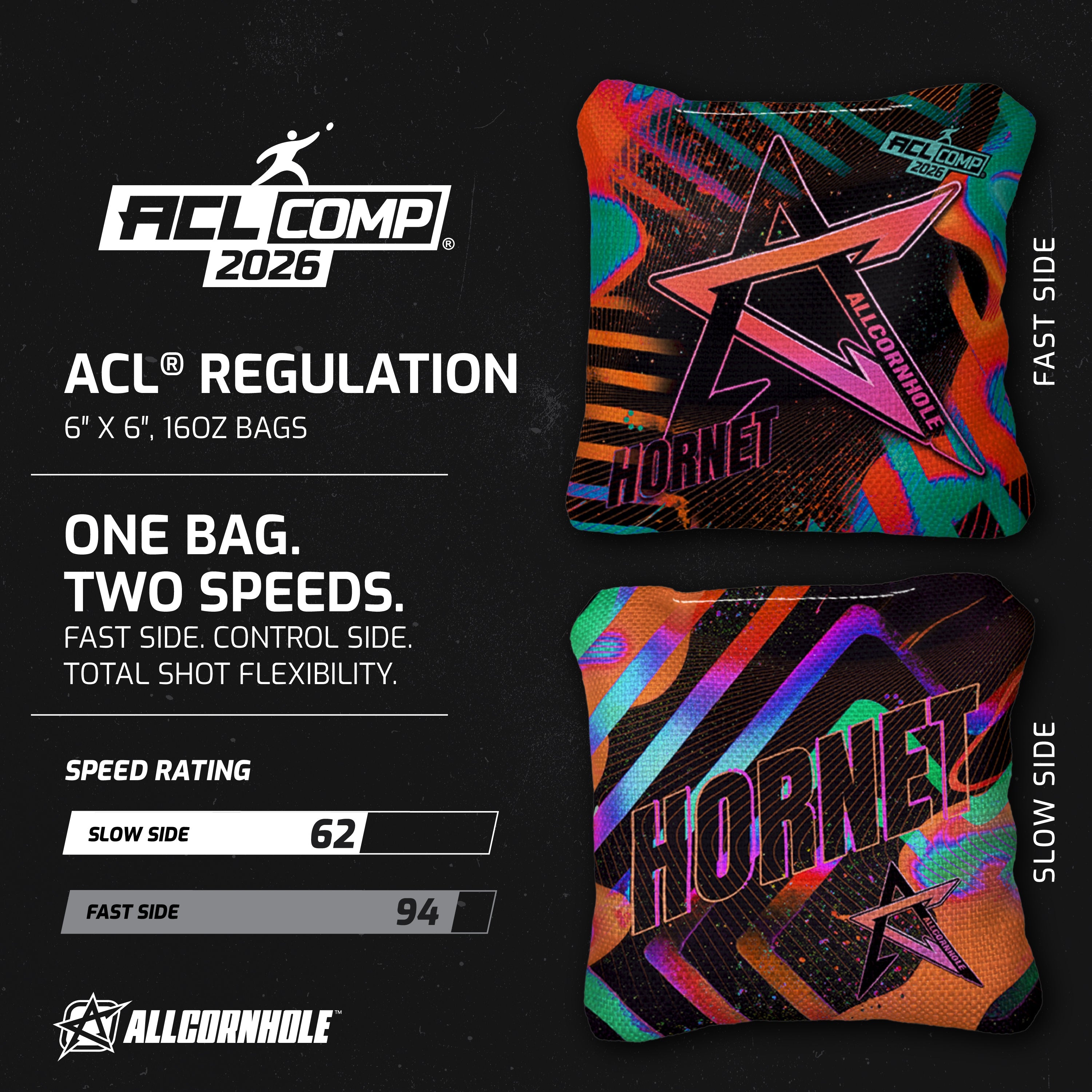 ALLCORNHOLE - HORNET 2026 - ACL COMP - 1x4 Cornhole Bags - cornhole zakjes afmetingen